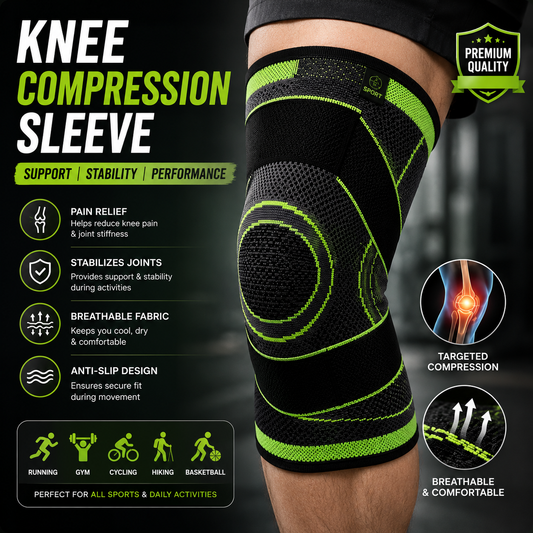 Knee Compression Sleeve for Sports, Workout & Pain Relief
