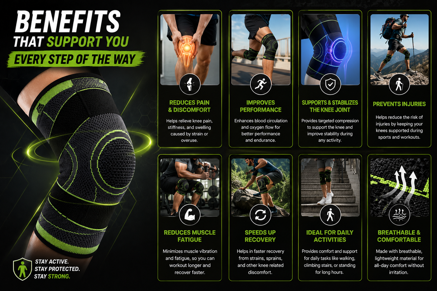 Knee Compression Sleeve for Sports, Workout & Pain Relief